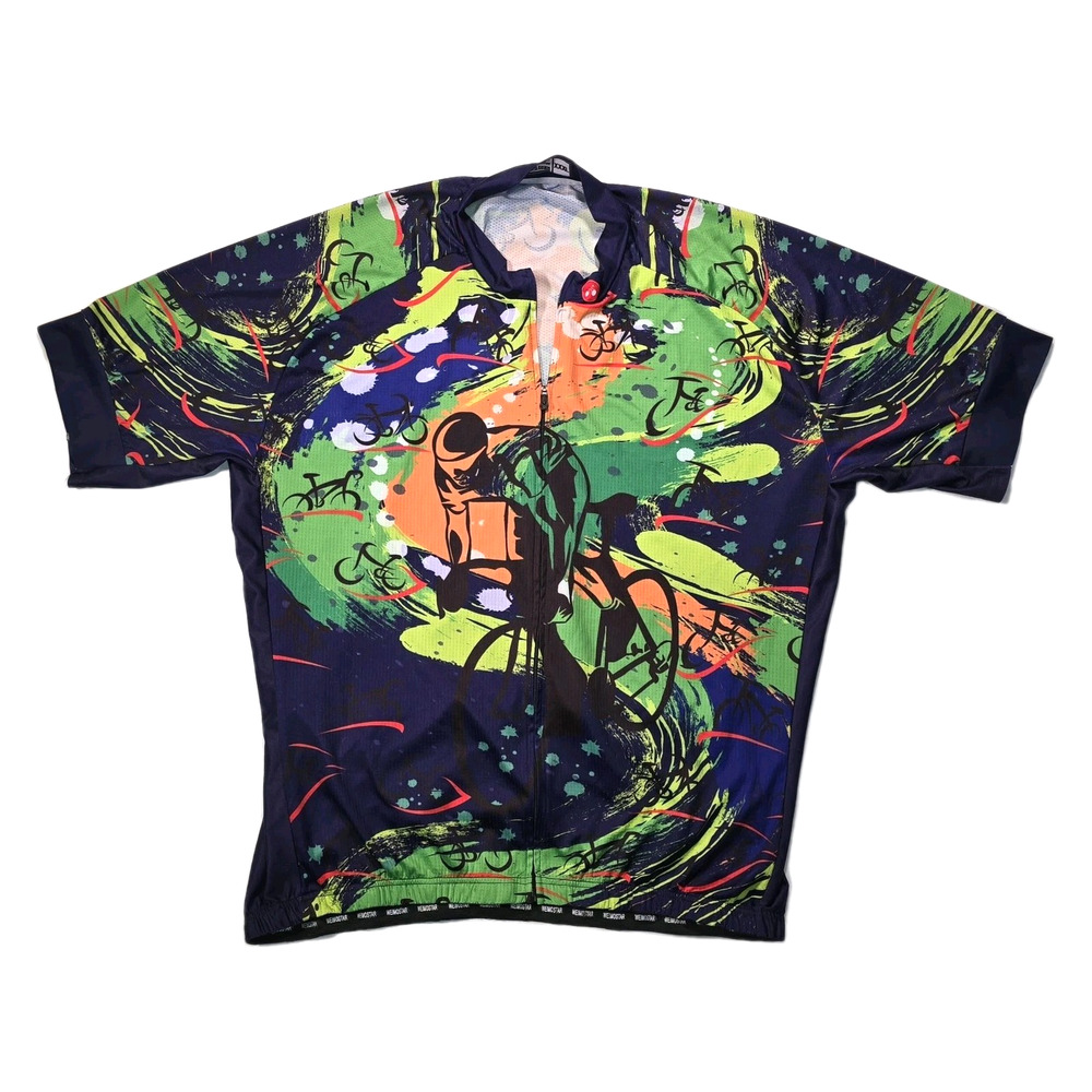 Weimostar Short Sleeve Full Zip Cycling Jersey Neon Cyclist XXXL 100% Polyester
